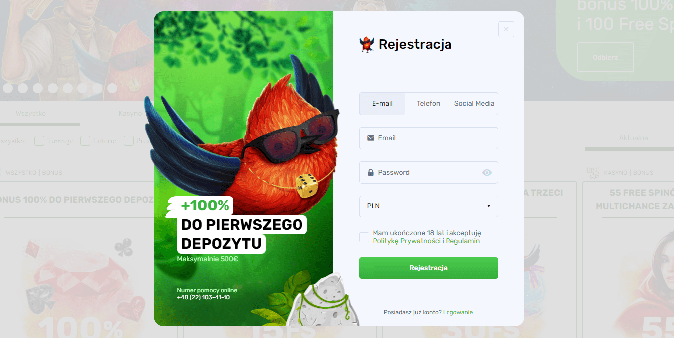 LuckyBird Rejestracja Załóż konto i odbierz od casino free spins za rejestrację